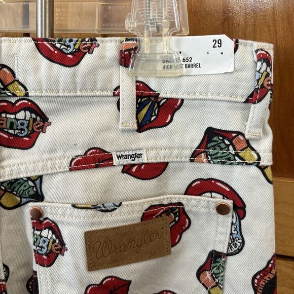 Wrangler Barrel 652 Read My Lips Jeans Women 29x31” New Cotton Zip Pockets Logo - Picture 5 of 16
